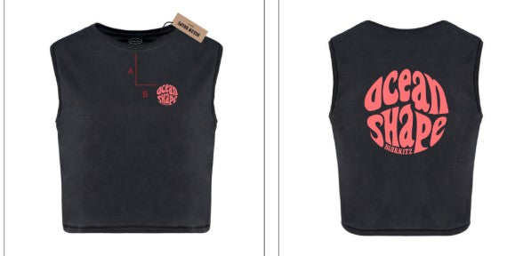 T-shirt Crop Femme "Bubble" Goal grey et Corail (STJL)