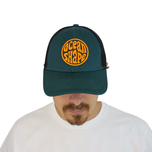 Casquette Trucker Vert- Bubble Broderie Orange