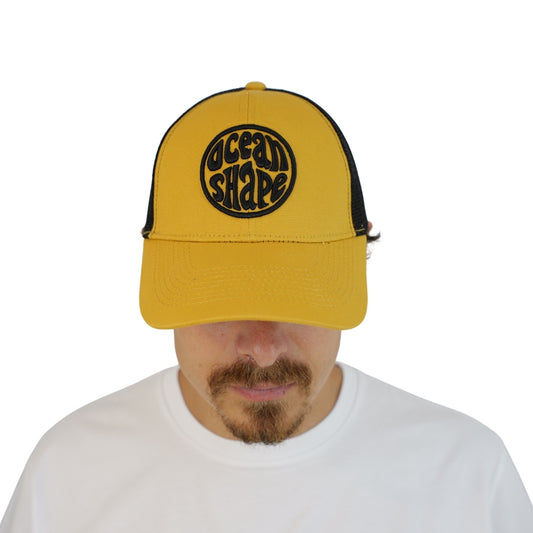 Casquette Trucker Moutarde - Bubble Broderie Noir