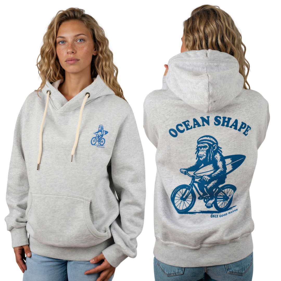 Sweat à capuche unisexe "Monkey Rasta" - Gris Chiné