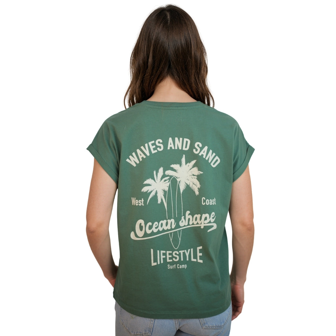 T-shirt femme “Waves & Sand” - Green Bay
