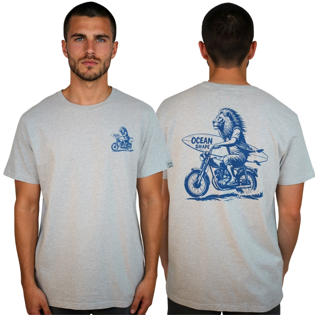 T-shirt unisexe "Lion Biker" - Light Ash