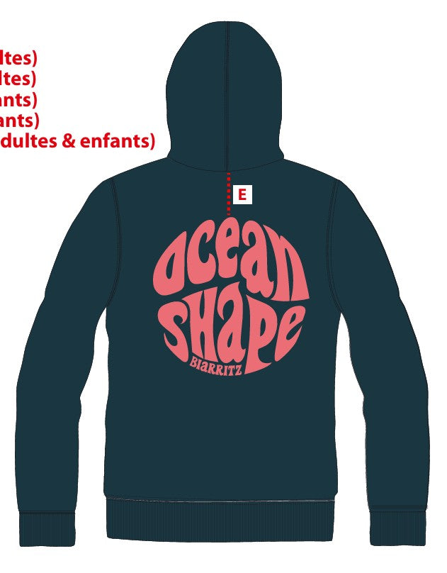 Sweat "Bubble" Peackock Blue et Corail à capuche