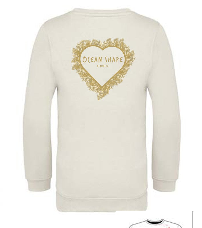 Sweat "Cœur" Ivory et Or, col rond