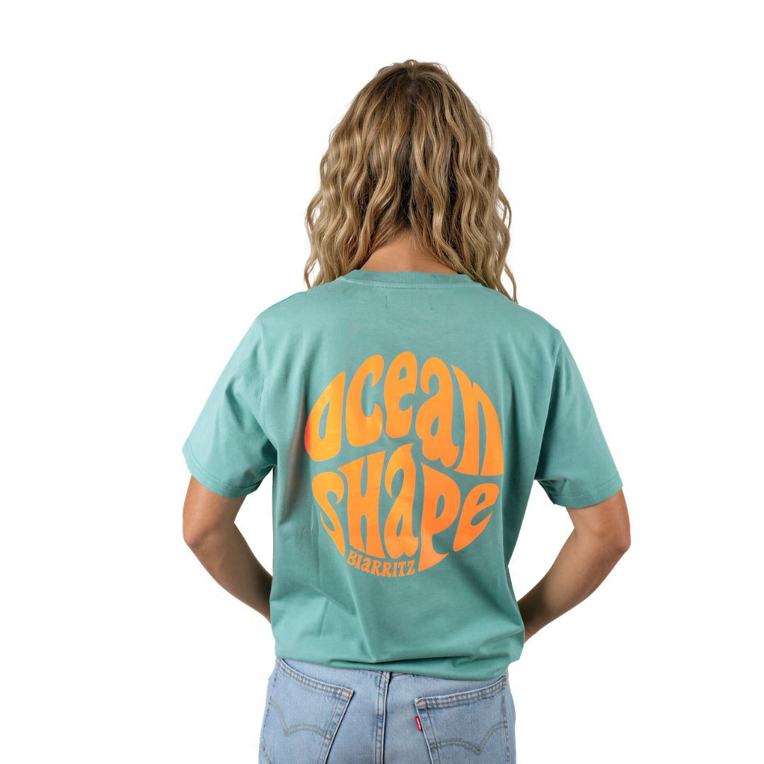 T-shirt unisexe "Bubble" - Teal Monstera et Orange