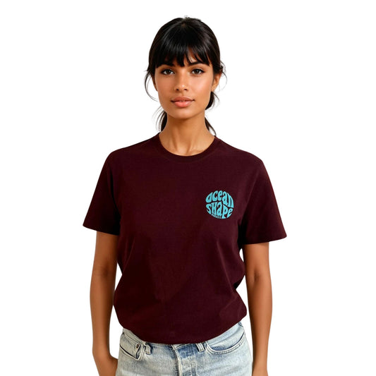 T-shirt unisexe "Bubble" – Dark Cherry et Turquoise