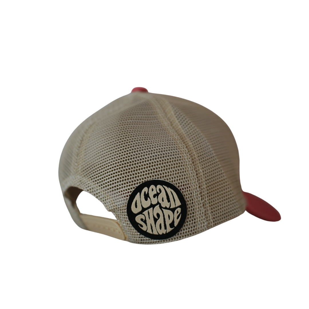 Casquette Trucker Rose et écru - Bubble Broderie Beige