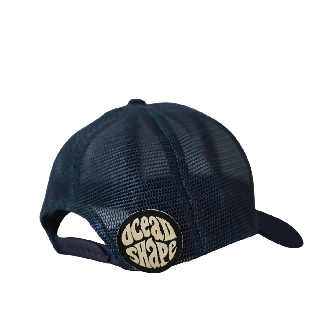 Casquette Trucker Bleu marine - Bubble Broderie Beige