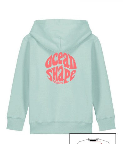 Sweat "Bubble" Caribbean Blue et Corail à capuche