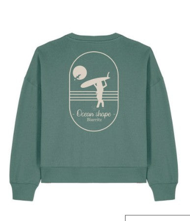 Sweat femme "Marcheuse" Green bay, col rond