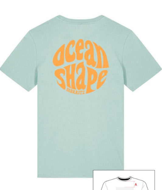 T-shirt unisexe "Bubble" - Caribbean Blue et Orange Fluo