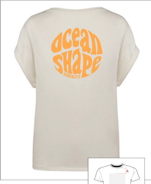 T-shirt Femme "Bubble" – Ivory et Orange Fluo