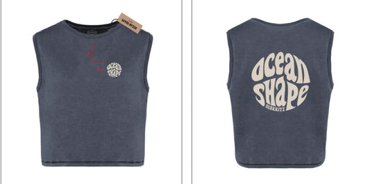 T-shirt Crop Femme "Bubble" Mineral grey et beige
