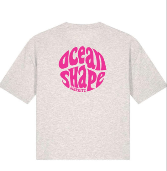 T-shirt Femme "Bubble" Heather grey et Rose fluo