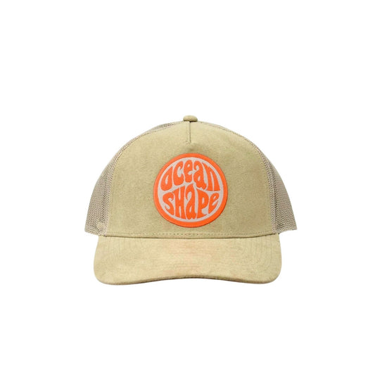 Casquette "Trucker Suédé" Beige - Bubble Orange Fluo