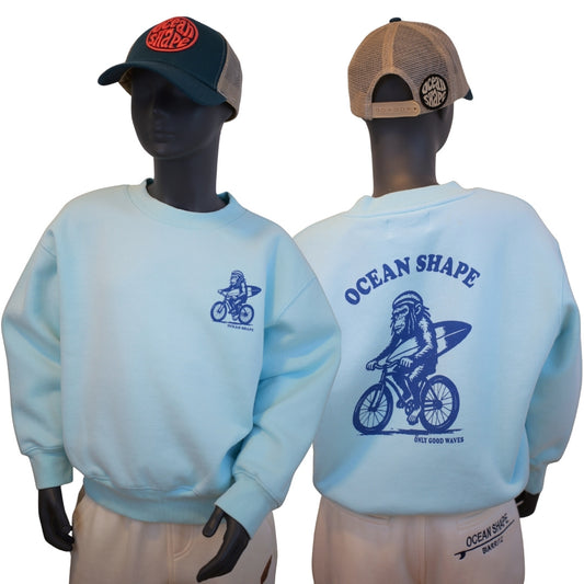 Sweat col rond Kids "Monkey rasta" - Carribean blue