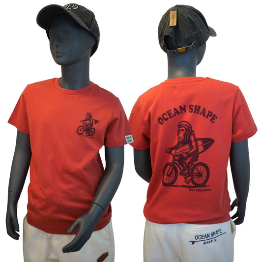 T-shirt Kids "Monkey Rasta" - Rust