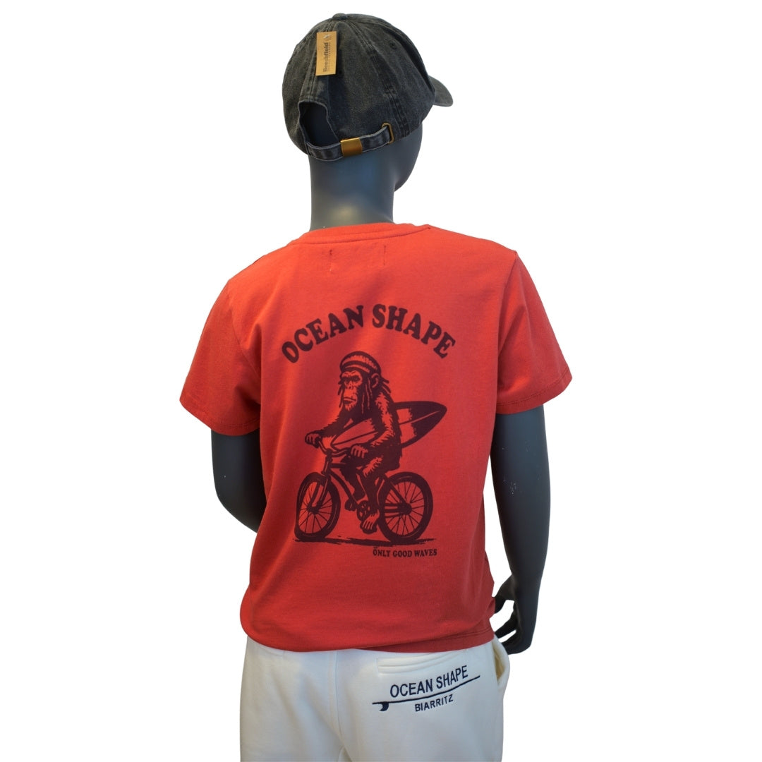 T-shirt Kids "Monkey Rasta" - Rust