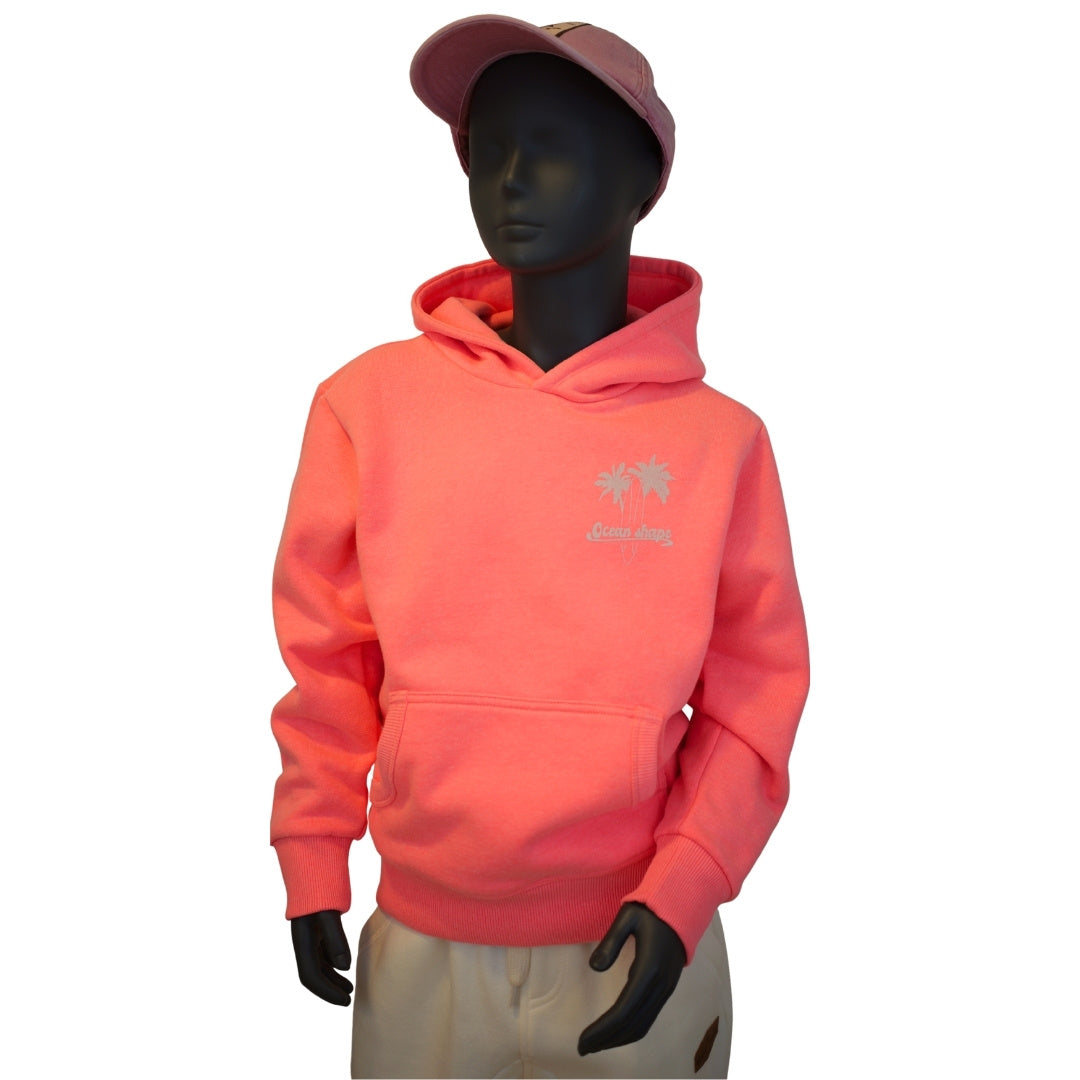 Sweat à capuche Kids "Wave and Sand" - Rose Fluo