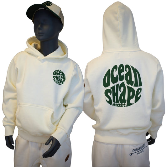 Sweat à capuche Kids "Bubble" - Ecru et Vert