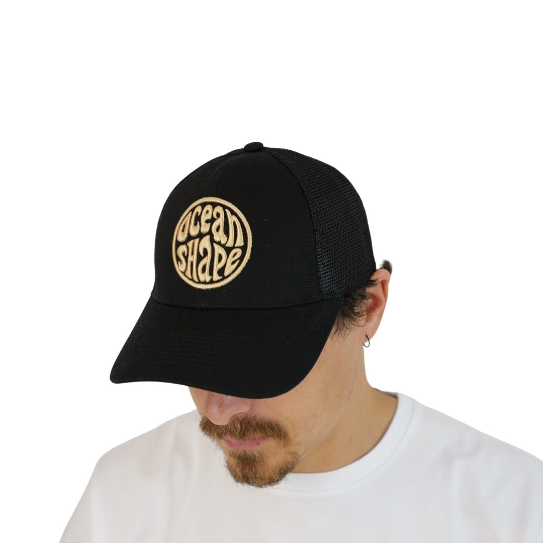 Casquette Trucker Noir - Bubble Broderie Beige