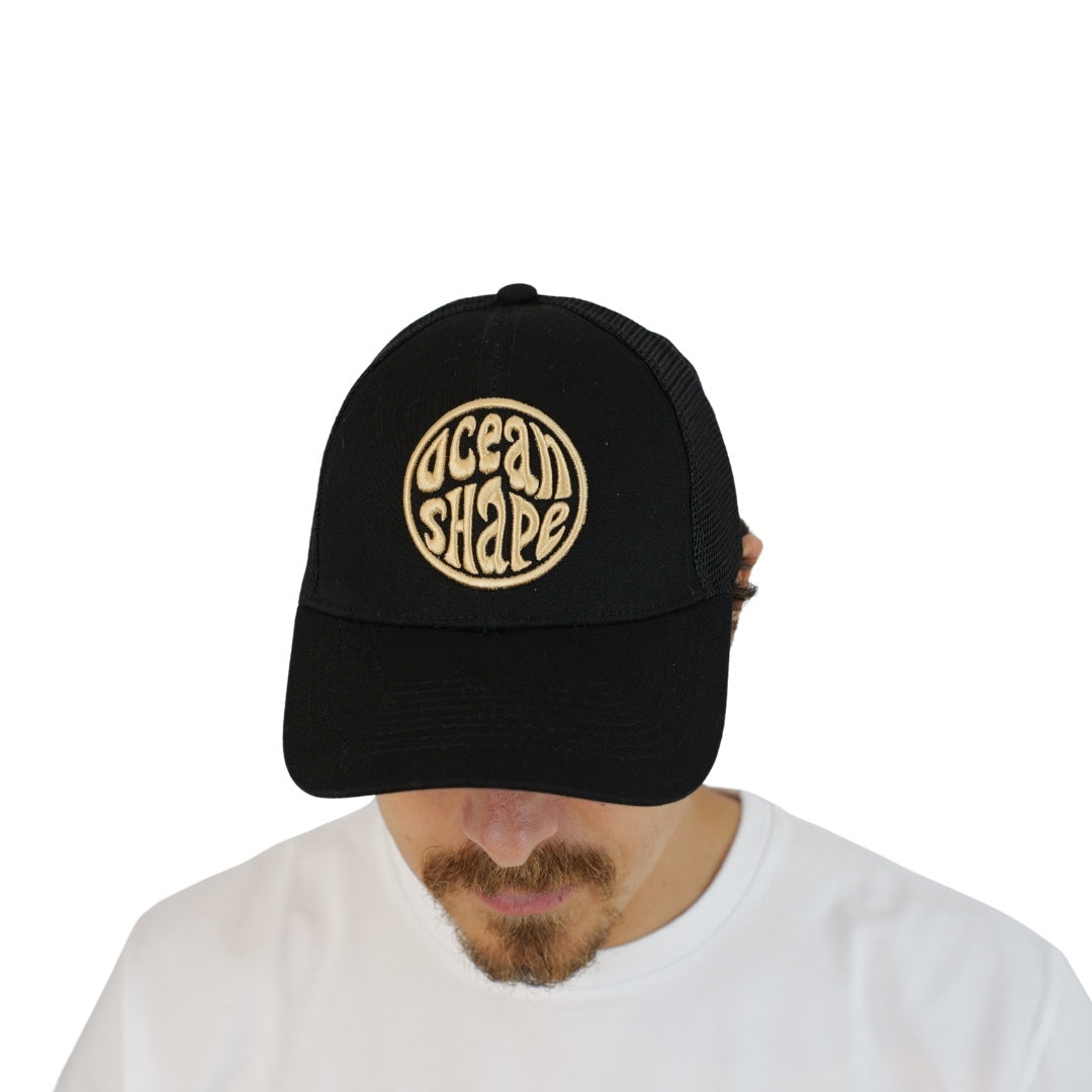 Casquette Trucker Noir - Bubble Broderie Beige