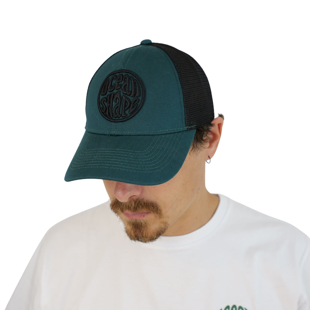 Casquette Trucker Vert- Bubble Broderie Noir