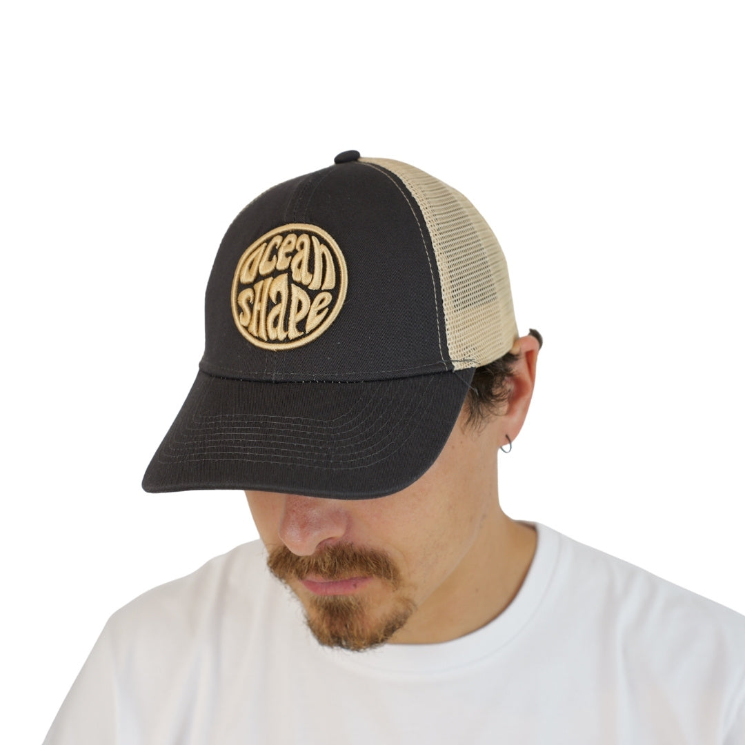 Casquette Trucker Grise- Bubble Broderie Beige