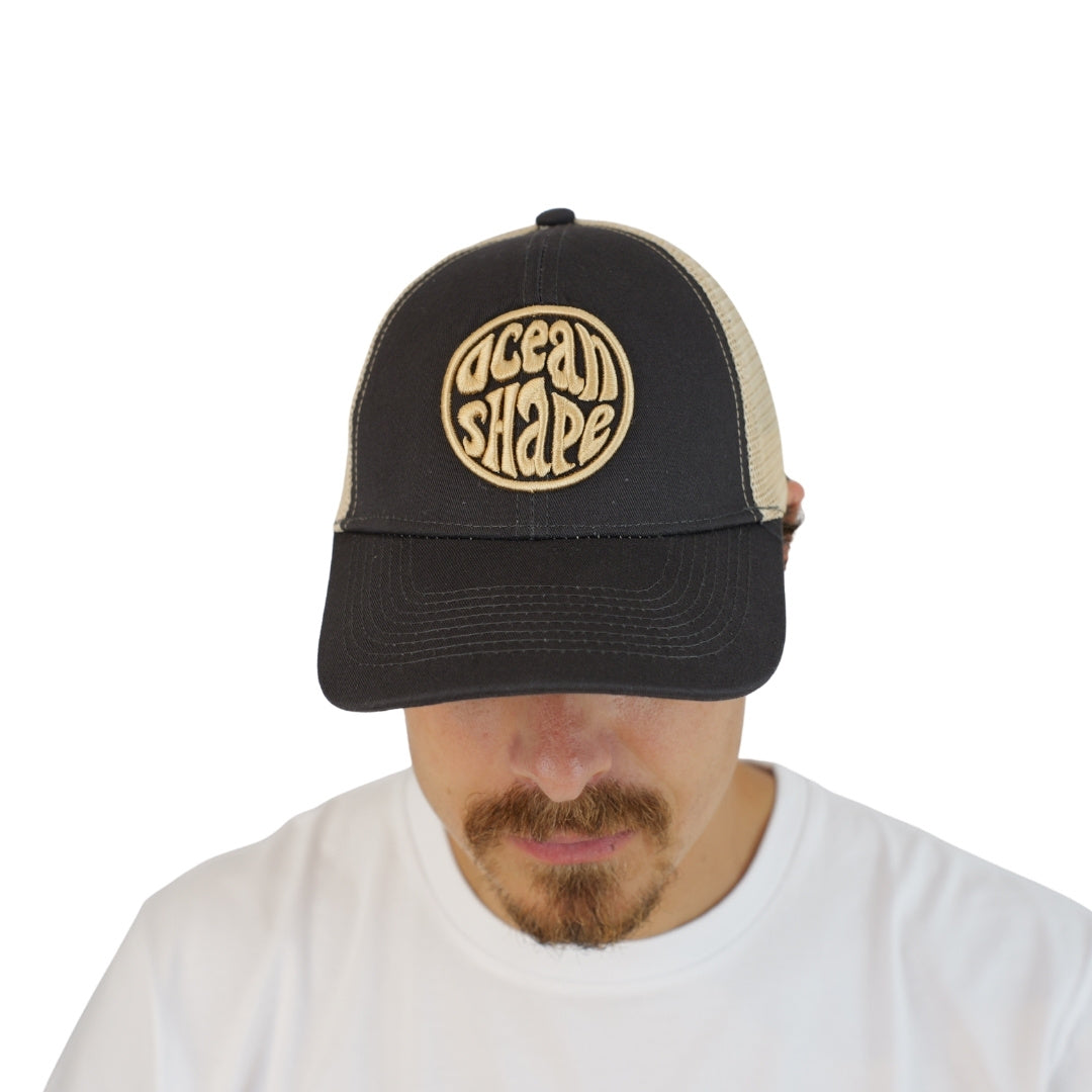 Casquette Trucker Grise- Bubble Broderie Beige