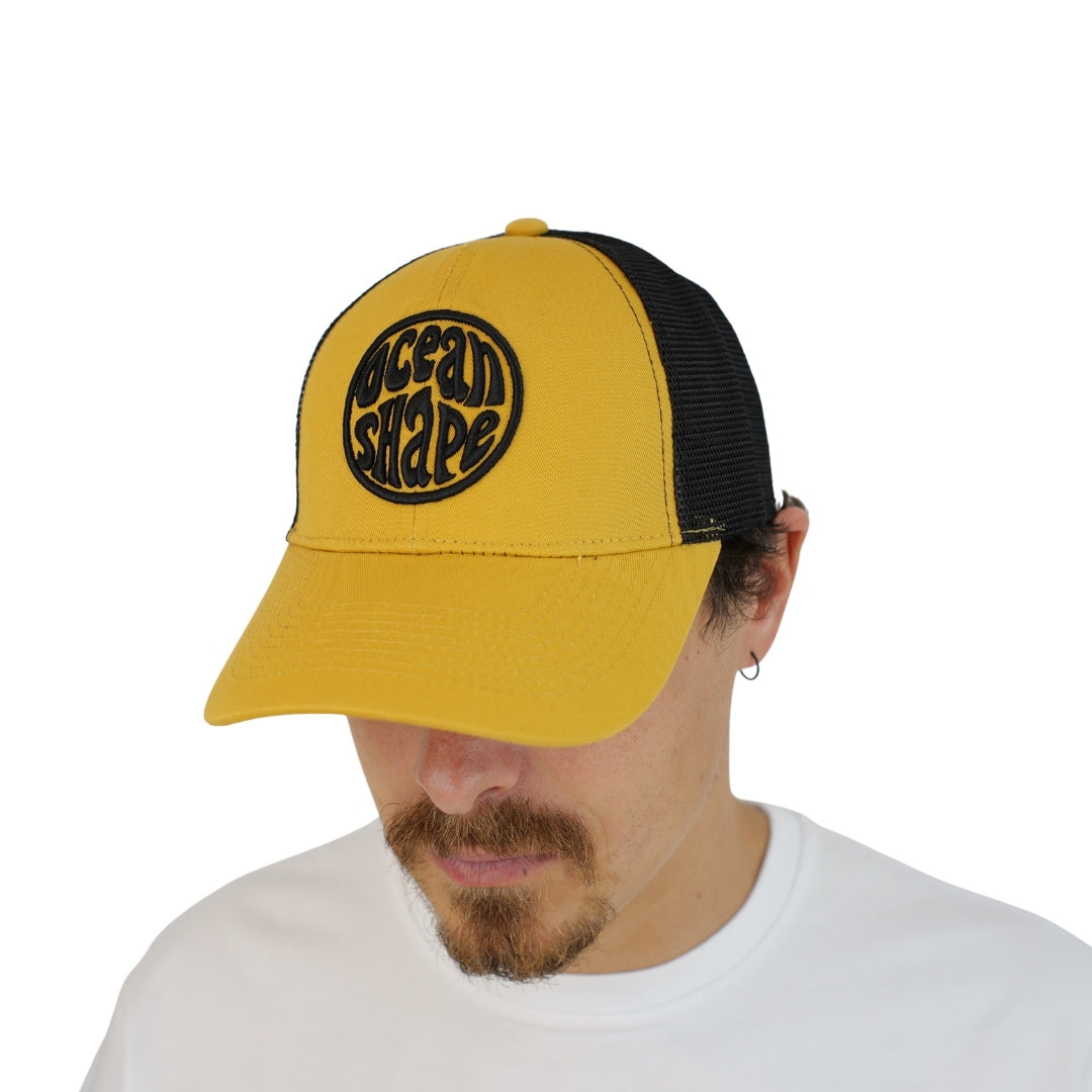 Casquette Trucker Moutarde - Bubble Broderie Noir
