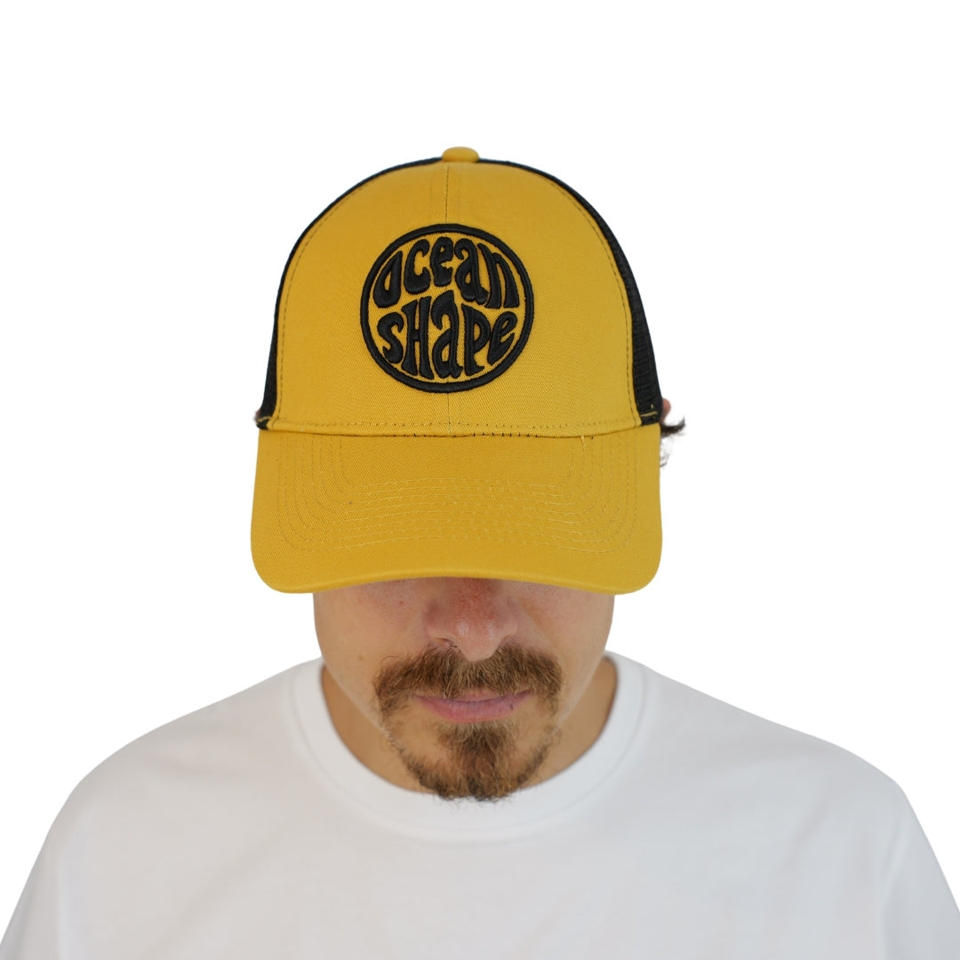Casquette Trucker Moutarde - Bubble Broderie Noir