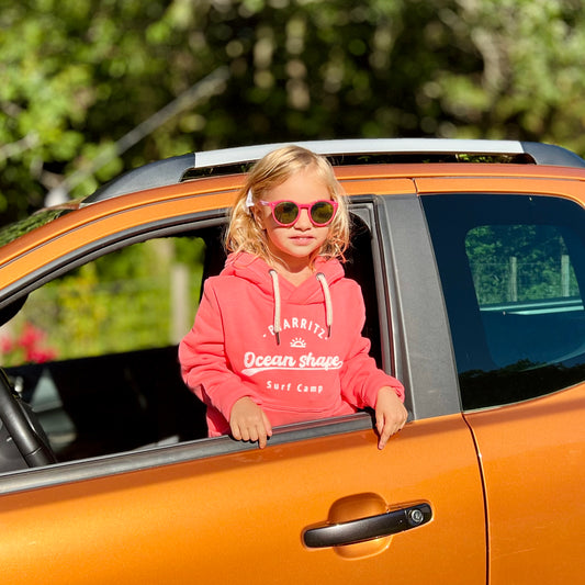 Sweat "Surf Camp" Corail à Capuche