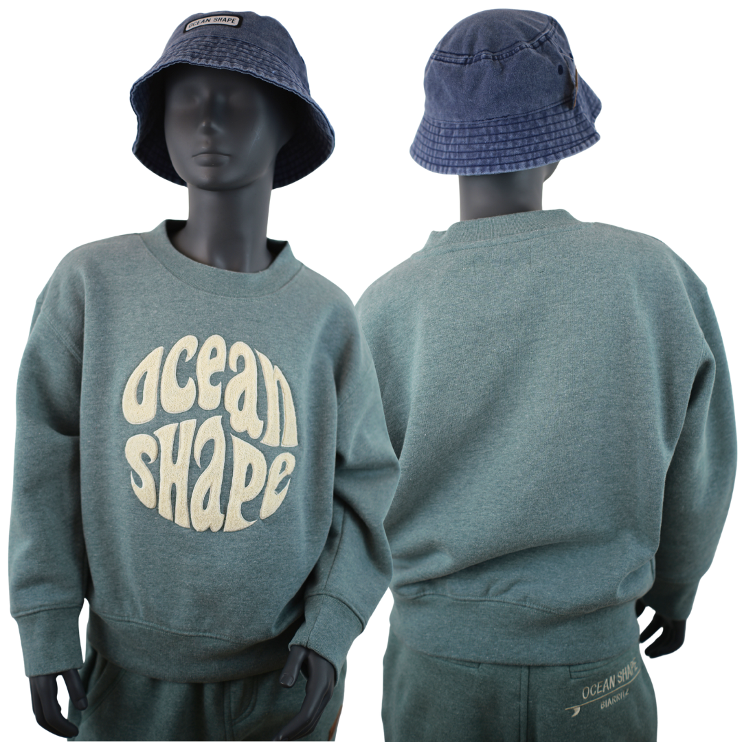 Sweat col rond Kids "Bouclette" - Emeraude