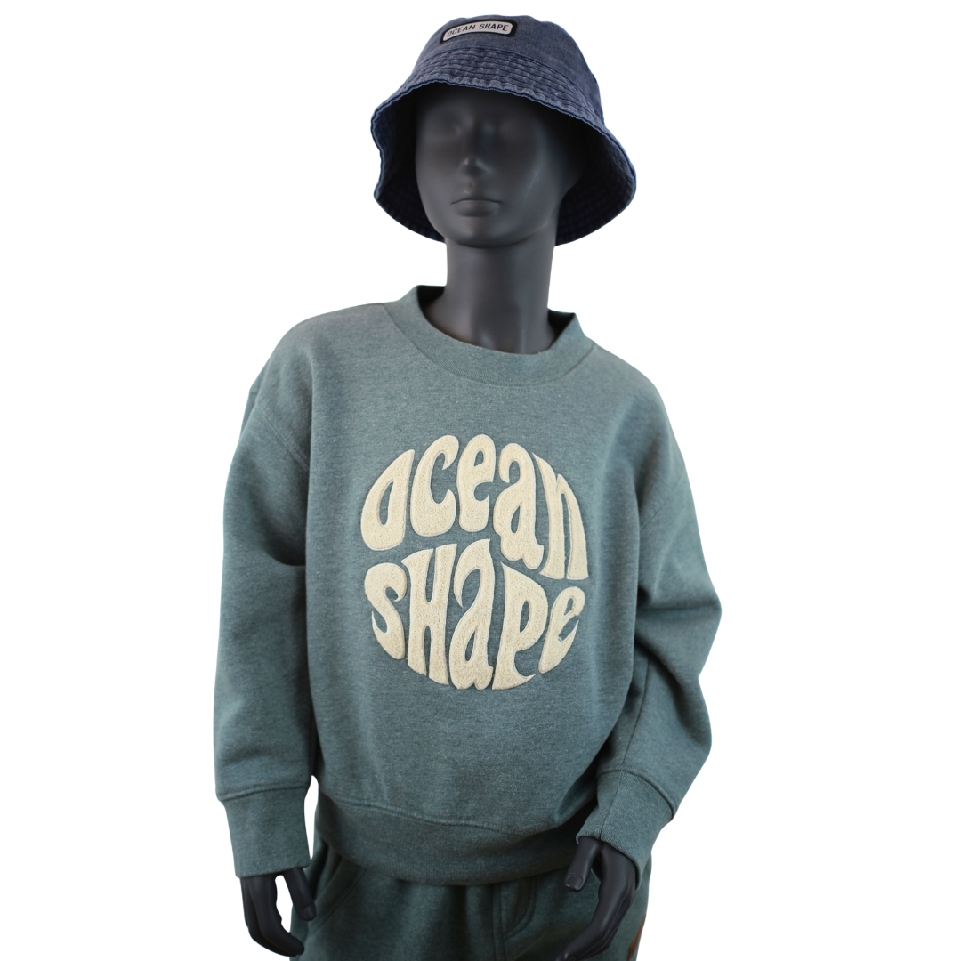 Sweat col rond Kids "Bouclette" - Emeraude