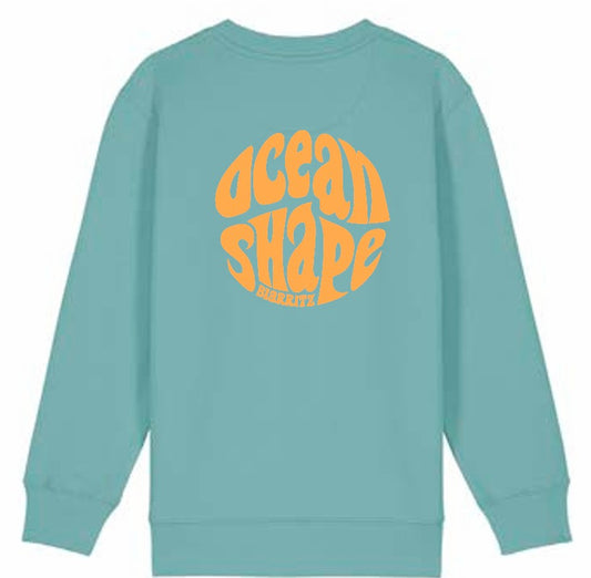 Sweat Kids "Bubble" Teal Monstera et Orange Fluo, col rond