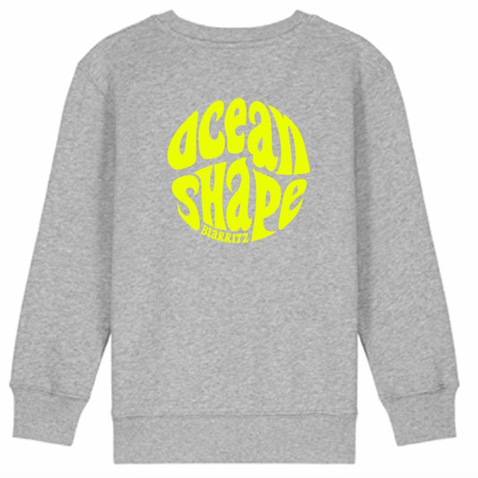Sweat "Bubble" Heather Grey et Jaune Fluo, col rond