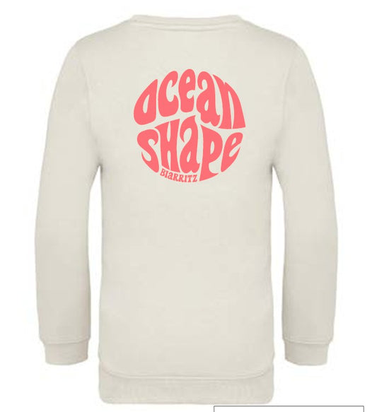 Sweat Kids "Bubble" - Ivory et Corail Fluo, col rond