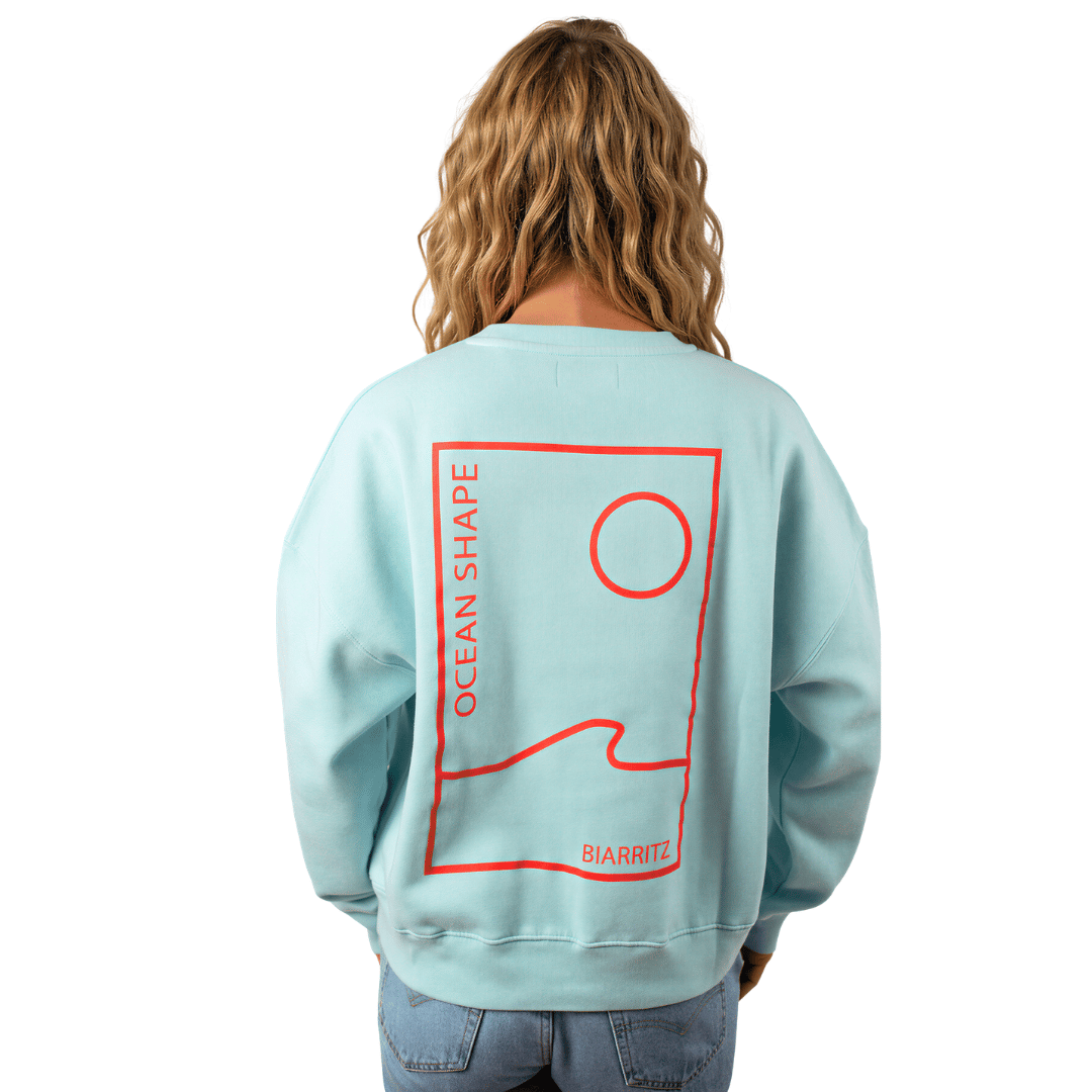 Sweat col rond Femme "As Free As the Ocean" - Carribean Blue