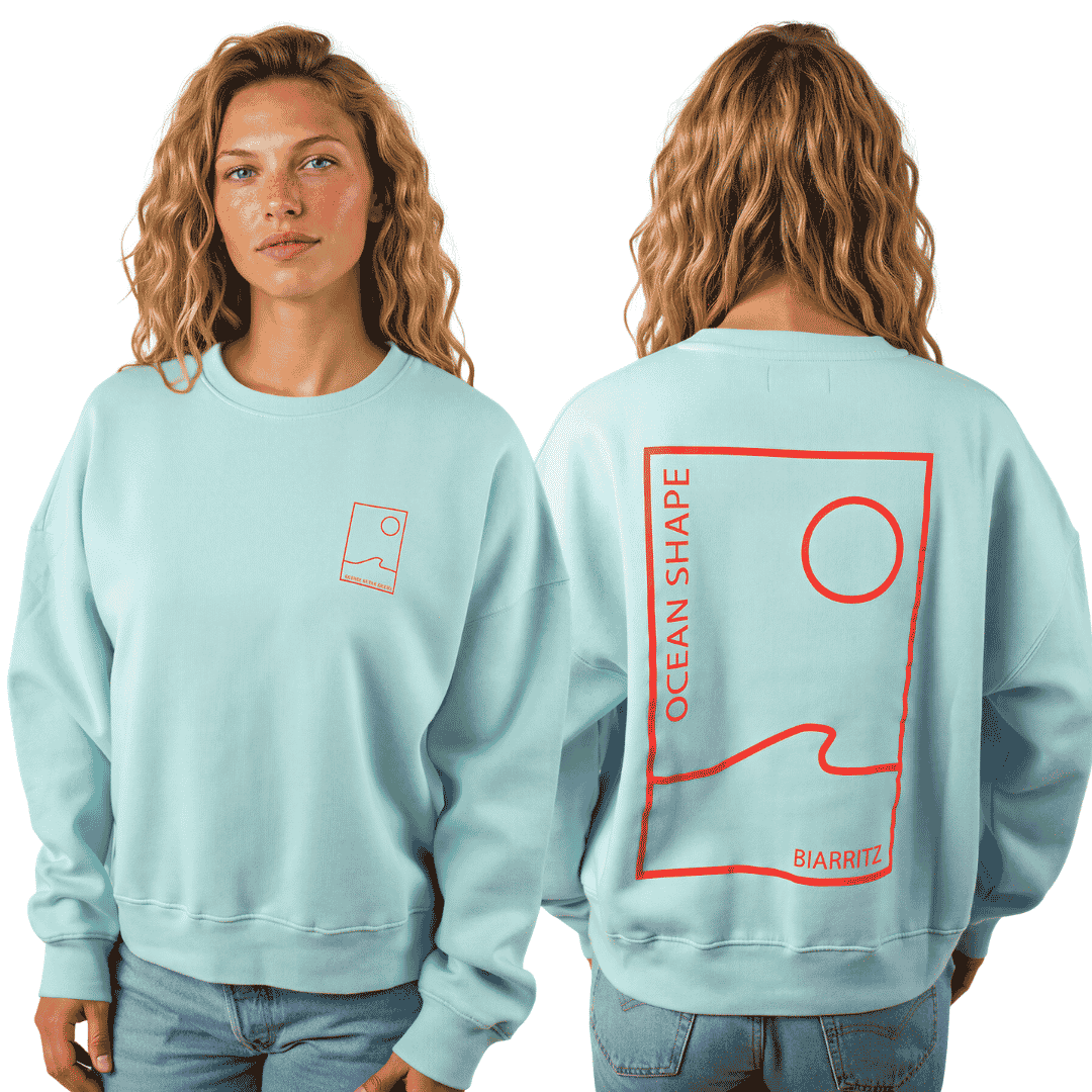 Sweat col rond Femme "As Free As the Ocean" - Carribean Blue