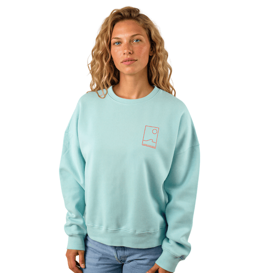 Sweat col rond Femme "As Free As the Ocean" - Carribean Blue