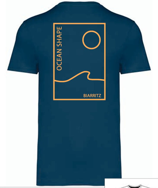 T-shirts Kids "Free as the Ocean" - Peacock Blue et Orange Fluo