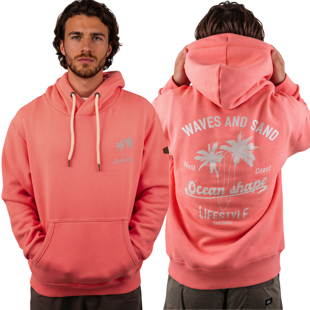 Sweat à capuche unisexe "Waves & Sand" - Rose fluo