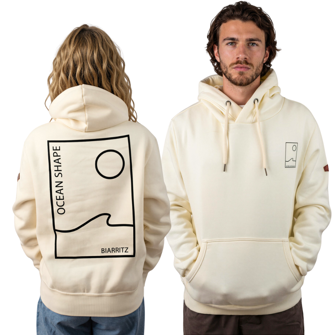 Sweat à capuche unisexe “As Free as the Ocean” – Ecru
