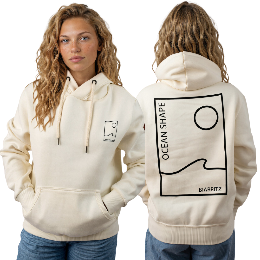Sweat à capuche unisexe “As Free as the Ocean” – Ecru