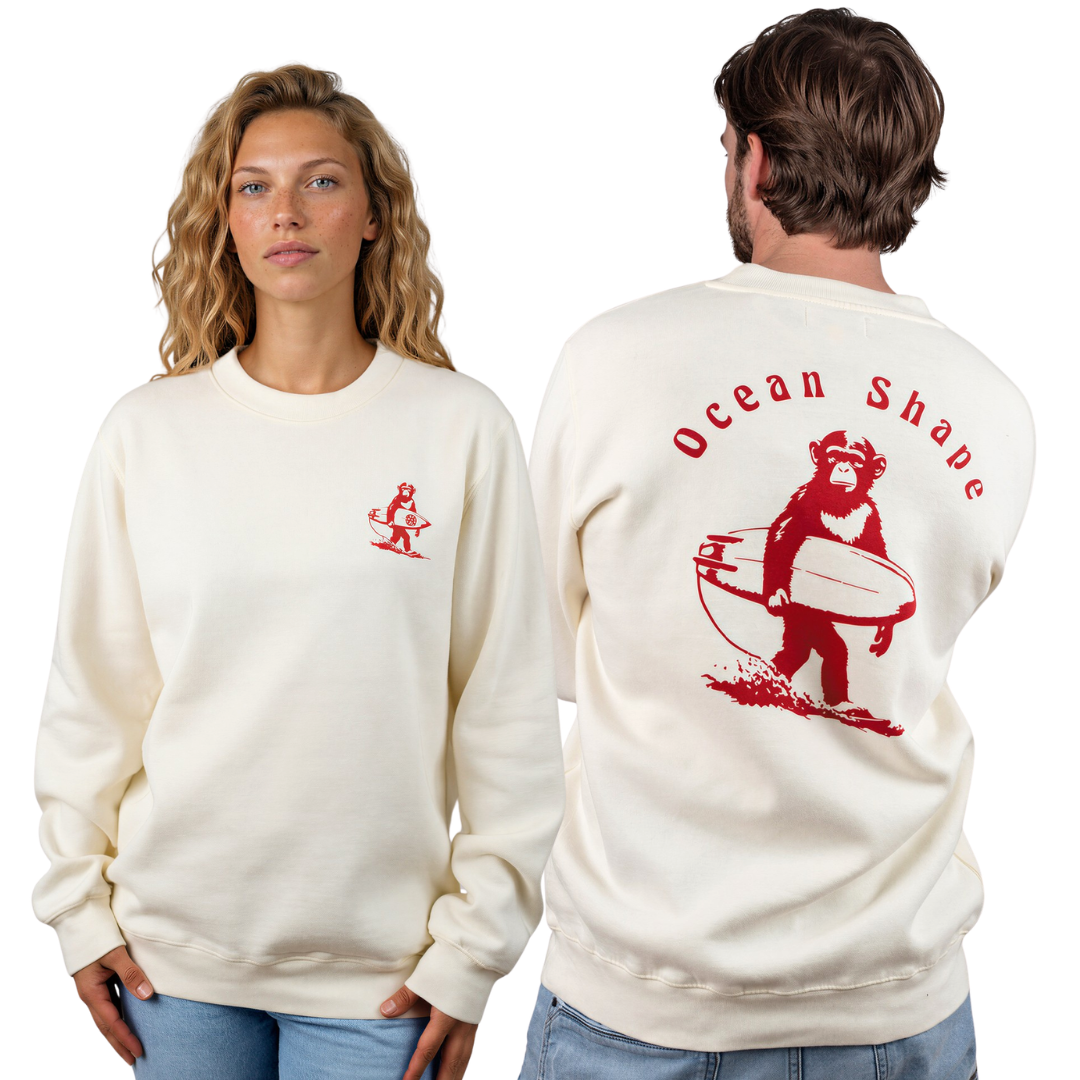 Sweat col rond unisexe "Monkey walk" – Off white