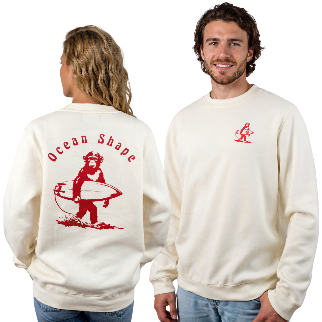 Sweat col rond unisexe "Monkey walk" – Off white