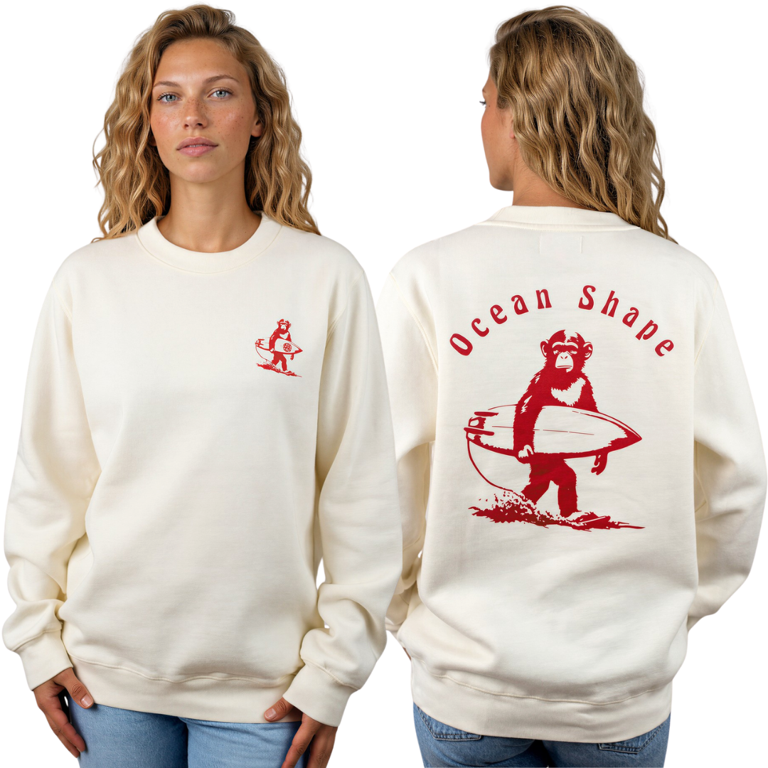 Sweat col rond unisexe "Monkey walk" – Off white