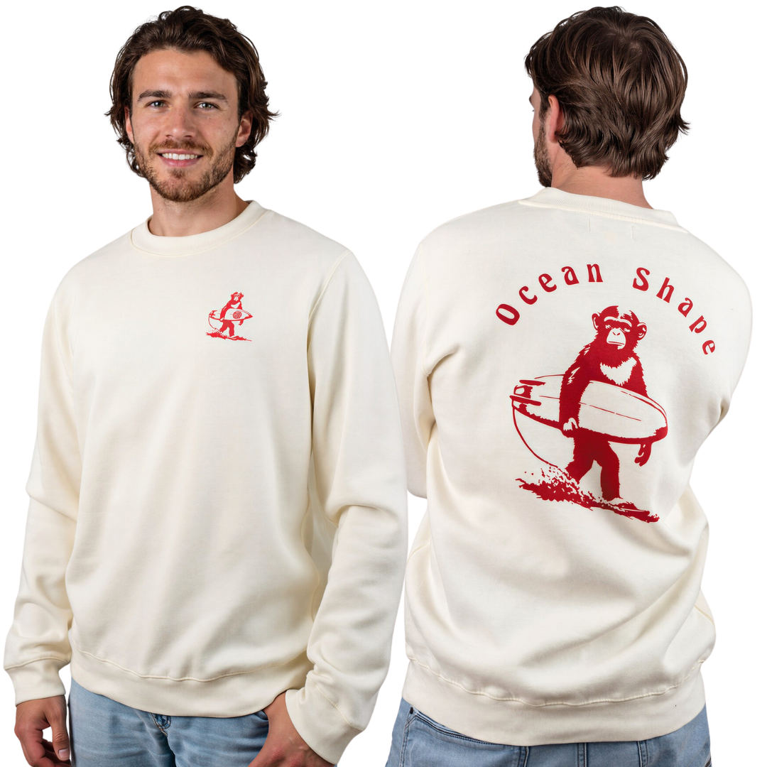 Sweat col rond unisexe "Monkey walk" – Off white