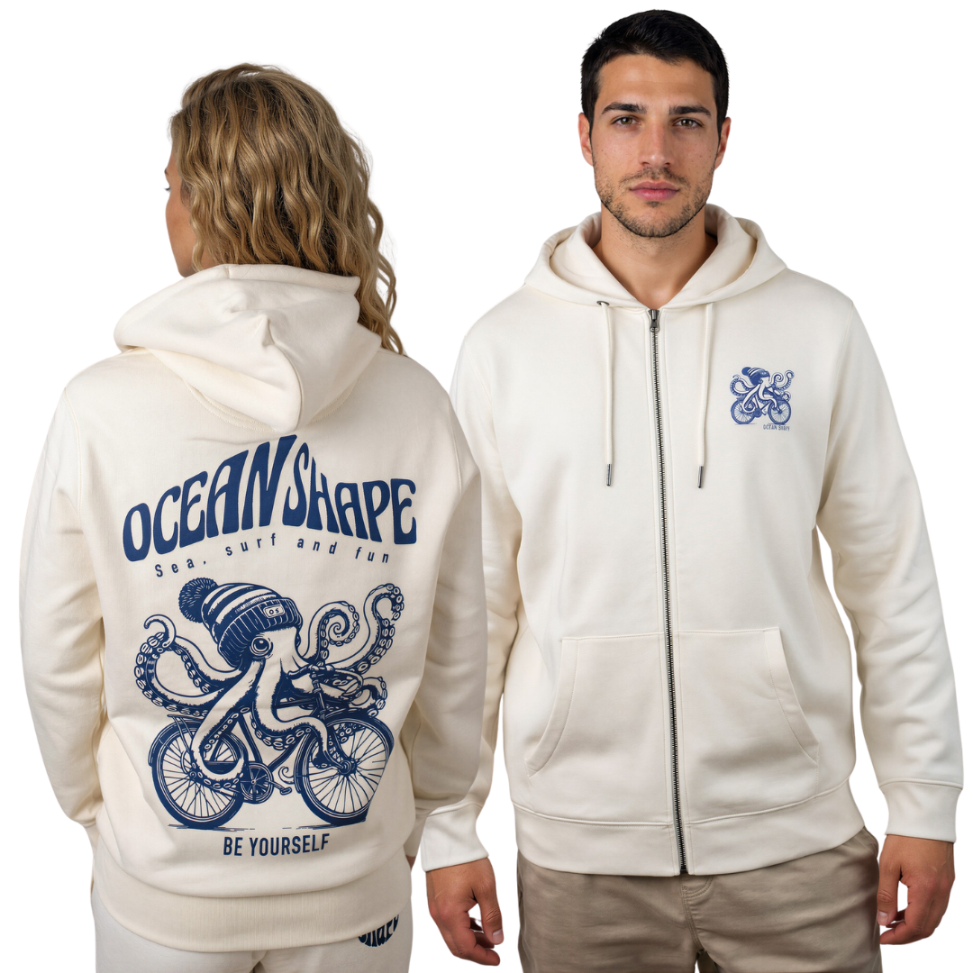 Sweat à capuche zippé unisexe "Chipiron" - Ivory