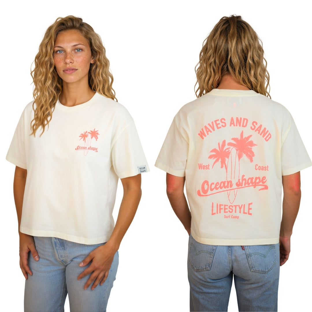 T-shirt femme “Wave and sand” Off white